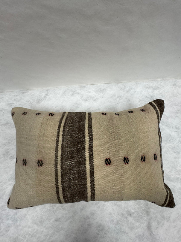 Turkish Hemp Pillow Cushion Natural Beige Dark Brown Pillow Cushion Cover 16" x 24" #30063