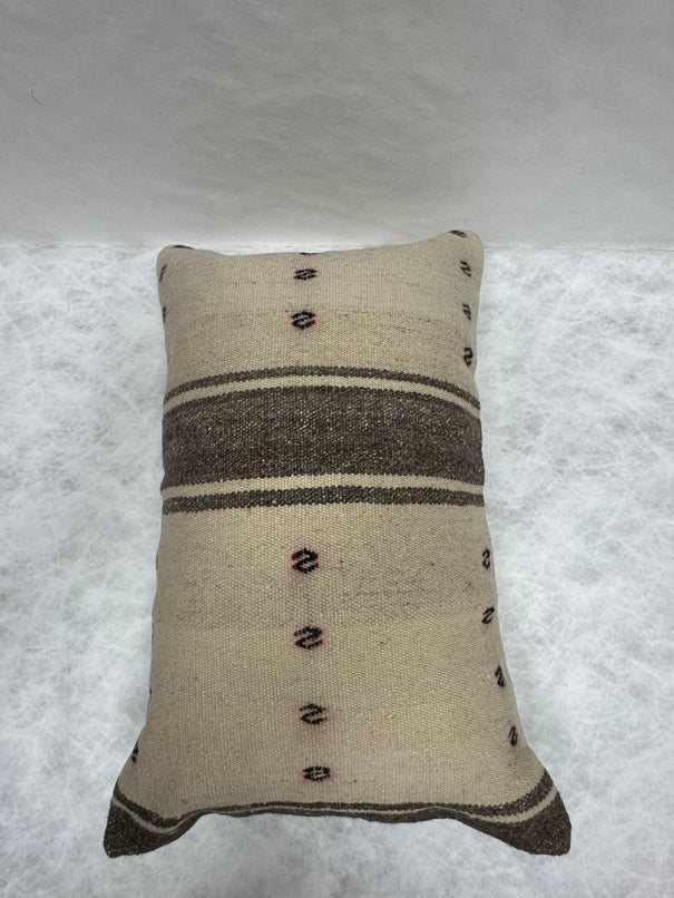 Turkish Hemp Pillow Cushion Natural Beige Dark Brown Pillow Cushion Cover 16" x 24" #30063