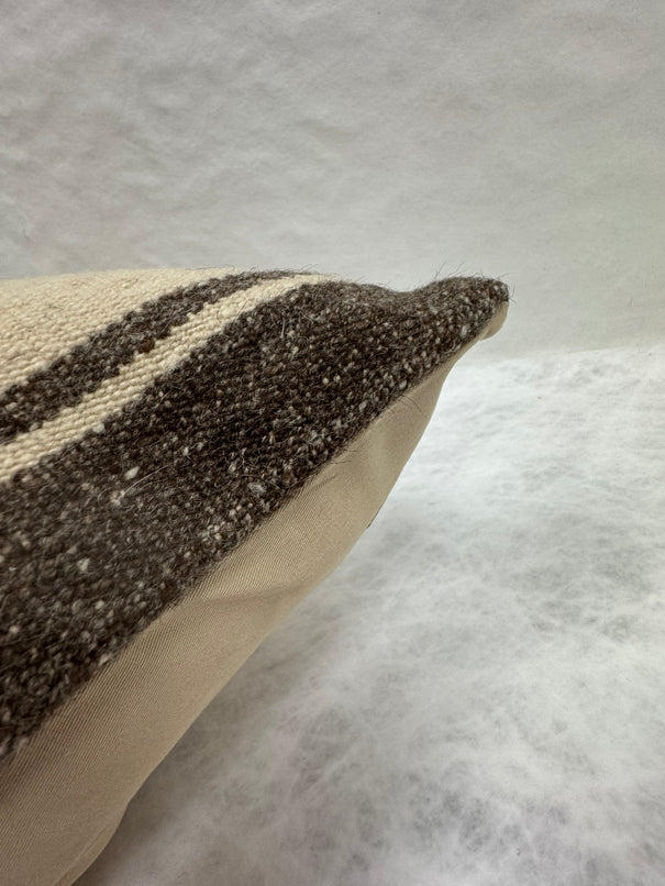 Turkish Hemp Pillow Cushion Natural Beige Dark Brown Pillow Cushion Cover 16" x 24" #30063
