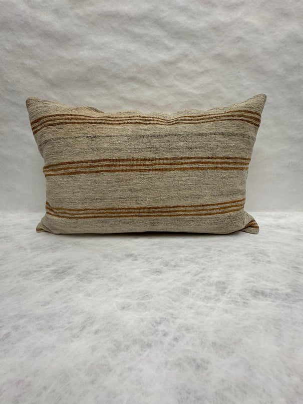 Turkish Hemp Pillow Cushion Natural Beige Rusty Brown Pillow Cushion Cover 16" x 24" #30089