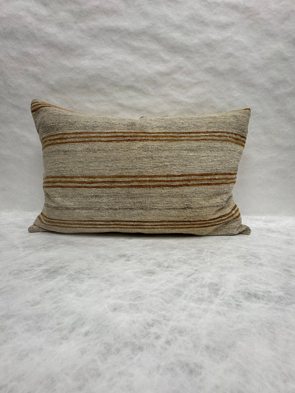 Turkish Hemp Pillow Cushion Natural Beige Rusty Brown Pillow Cushion Cover 16" x 24" #30089