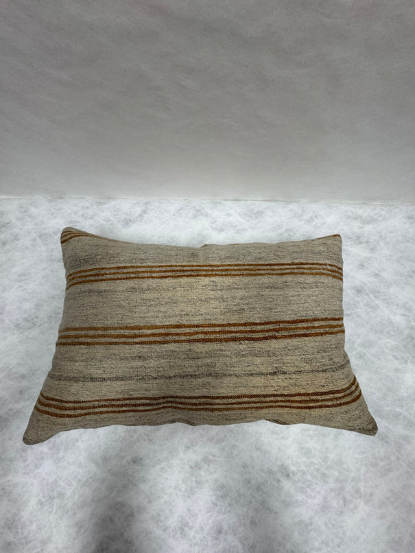 Turkish Hemp Pillow Cushion Natural Beige Rusty Brown Pillow Cushion Cover 16" x 24" #30089