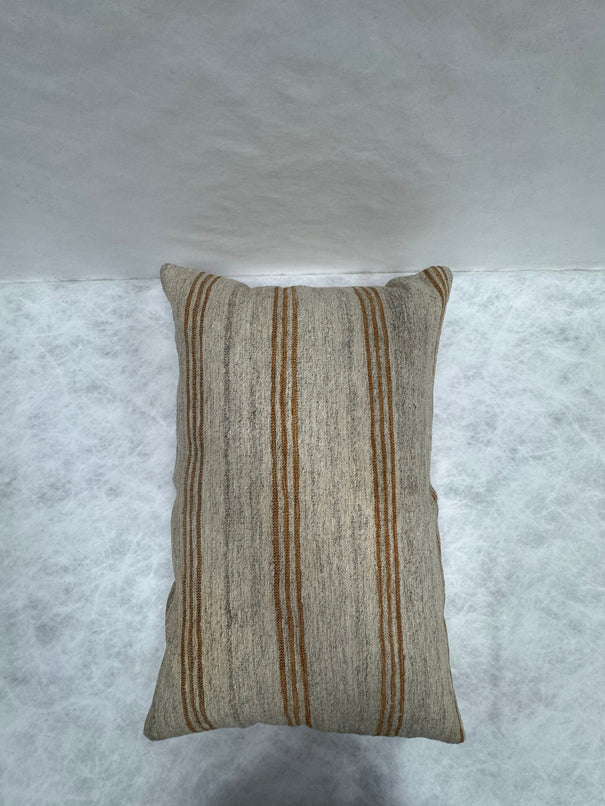 Turkish Hemp Pillow Cushion Natural Beige Rusty Brown Pillow Cushion Cover 16" x 24" #30089