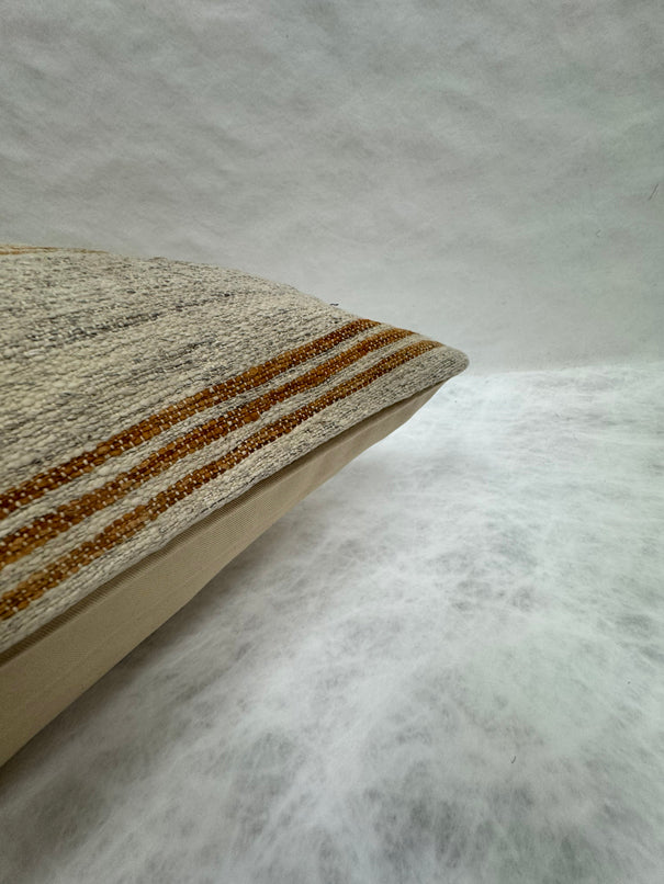 Turkish Hemp Pillow Cushion Natural Beige Rusty Brown Pillow Cushion Cover 16" x 24" #30089