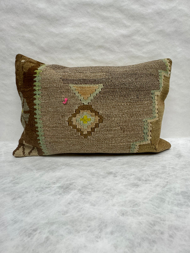 Turkish Hemp Pillow Cushion Natural Brown Green Pillow Cushion Cover 16" x 24" #30072