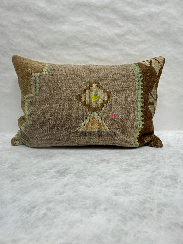 Turkish Hemp Pillow Cushion Natural Brown Green Pillow Cushion Cover 16" x 24" #30072