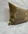 Turkish Hemp Pillow Cushion Natural Brown Green Pillow Cushion Cover 16" x 24" #30072