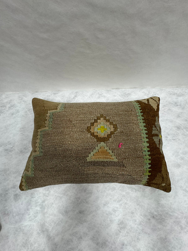 Turkish Hemp Pillow Cushion Natural Brown Green Pillow Cushion Cover 16" x 24" #30072