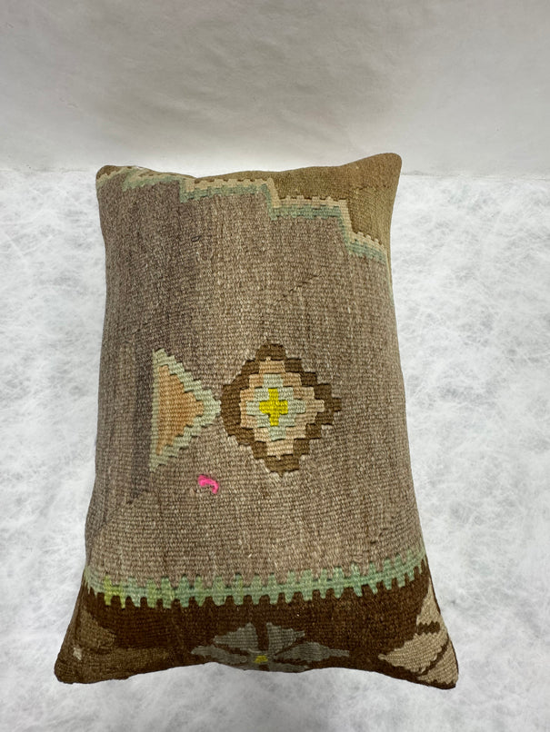 Turkish Hemp Pillow Cushion Natural Brown Green Pillow Cushion Cover 16" x 24" #30072
