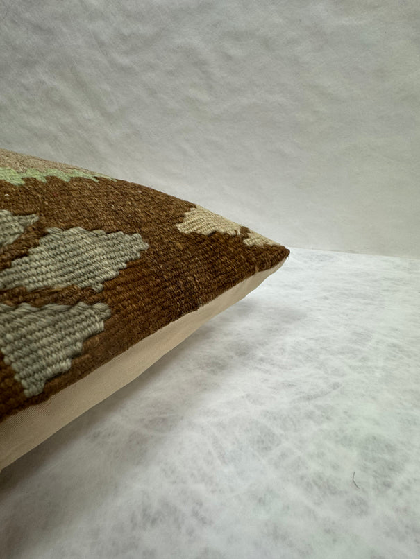 Turkish Hemp Pillow Cushion Natural Brown Green Pillow Cushion Cover 16" x 24" #30072