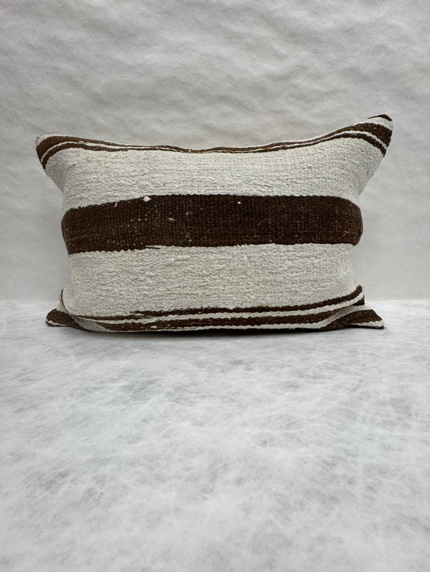 Turkish Hemp Pillow Cushion Natural Ivory Brown Pillow Cushion Cover 16" x 24" #30078
