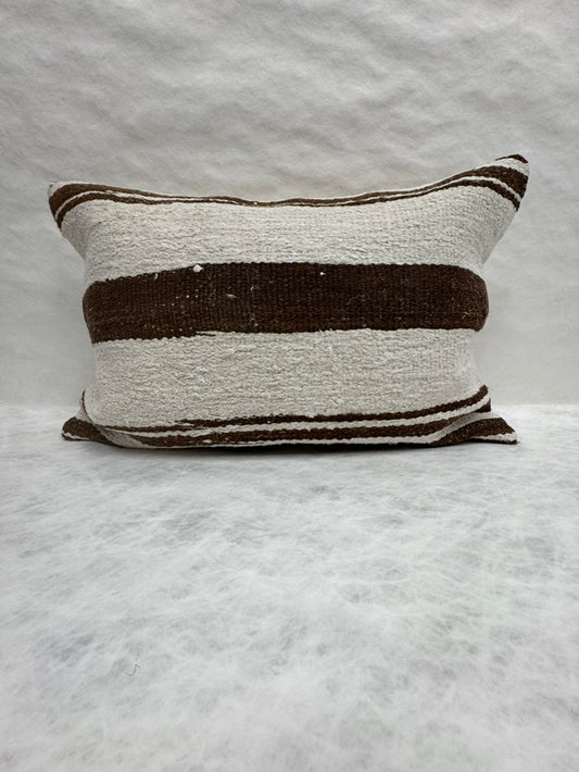Turkish Hemp Pillow Cushion Natural Ivory Brown Pillow Cushion Cover 16" x 24" #30078