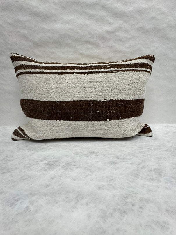 Turkish Hemp Pillow Cushion Natural Ivory Brown Pillow Cushion Cover 16" x 24" #30078