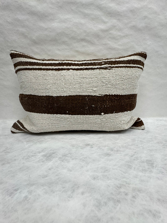 Turkish Hemp Pillow Cushion Natural Ivory Brown Pillow Cushion Cover 16" x 24" #30078