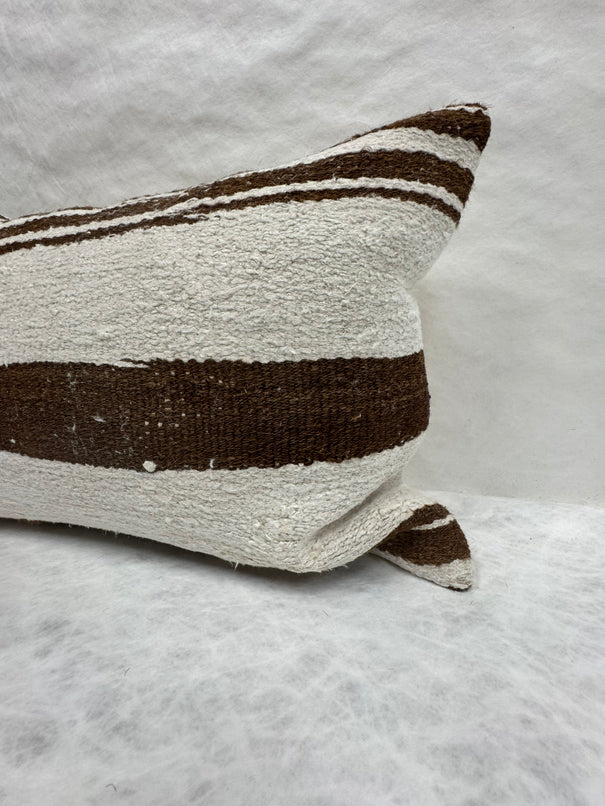 Turkish Hemp Pillow Cushion Natural Ivory Brown Pillow Cushion Cover 16" x 24" #30078