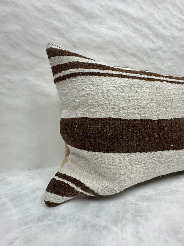 Turkish Hemp Pillow Cushion Natural Ivory Brown Pillow Cushion Cover 16" x 24" #30078