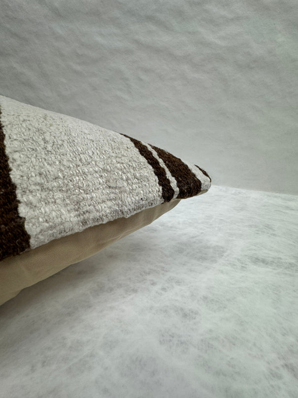 Turkish Hemp Pillow Cushion Natural Ivory Brown Pillow Cushion Cover 16" x 24" #30078