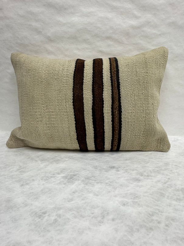 Turkish Hemp Pillow Cushion Natural Beige Brown Pillow Cushion Cover 16" x 24" #30156