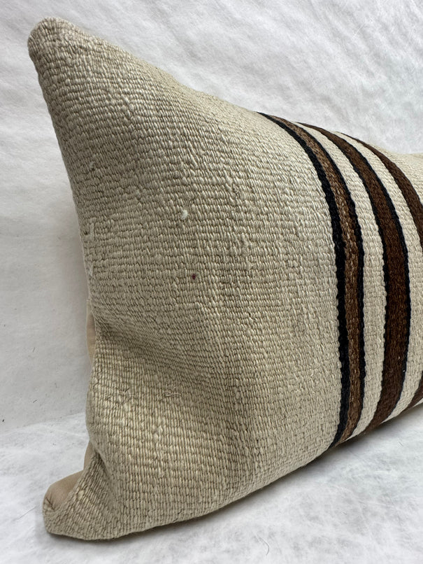Turkish Hemp Pillow Cushion Natural Beige Brown Pillow Cushion Cover 16" x 24" #30156