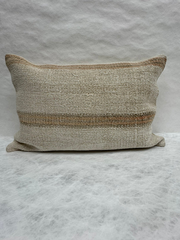 Turkish Hemp Pillow Cushion Natural Beige Rusty Brown Pillow Cushion Cover 16" x 24" #30157