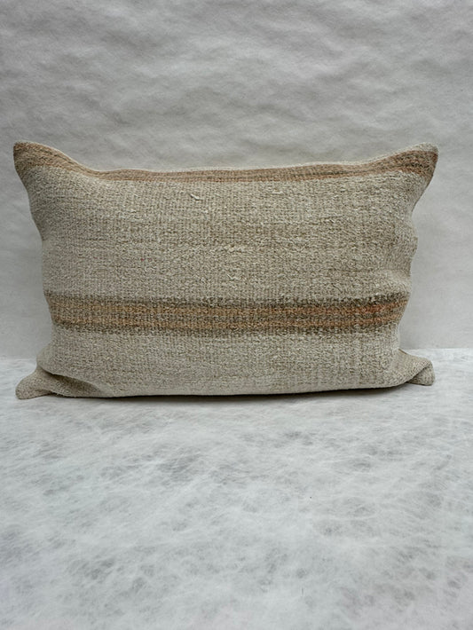 Turkish Hemp Pillow Cushion Natural Beige Rusty Brown Pillow Cushion Cover 16" x 24" #30157