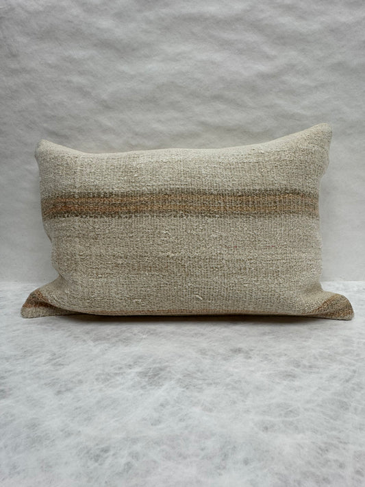 Turkish Hemp Pillow Cushion Natural Beige Rusty Brown Pillow Cushion Cover 16" x 24" #30157