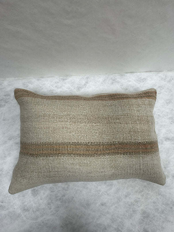 Turkish Hemp Pillow Cushion Natural Beige Rusty Brown Pillow Cushion Cover 16" x 24" #30157
