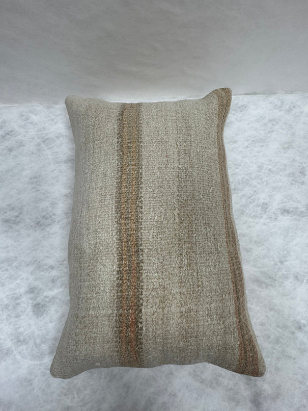 Turkish Hemp Pillow Cushion Natural Beige Rusty Brown Pillow Cushion Cover 16" x 24" #30157