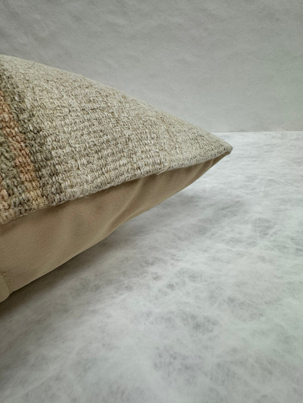 Turkish Hemp Pillow Cushion Natural Beige Rusty Brown Pillow Cushion Cover 16" x 24" #30157