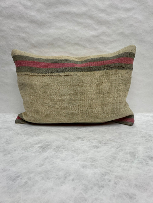 Turkish Hemp Pillow Cushion Natural Beige Fuchsia Pillow Cushion Cover 16" x 24" #30159