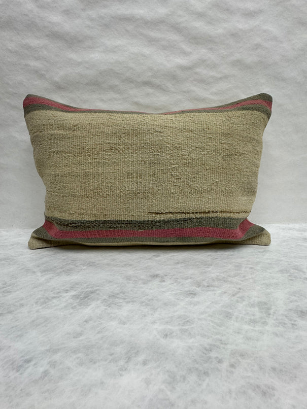Turkish Hemp Pillow Cushion Natural Beige Fuchsia Pillow Cushion Cover 16" x 24" #30159