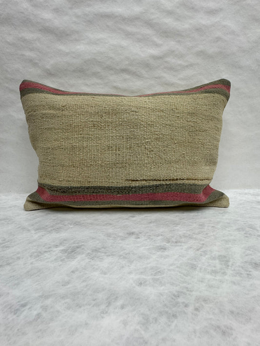 Turkish Hemp Pillow Cushion Natural Beige Fuchsia Pillow Cushion Cover 16" x 24" #30159