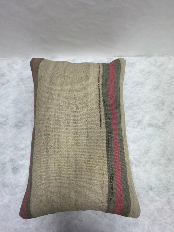 Turkish Hemp Pillow Cushion Natural Beige Fuchsia Pillow Cushion Cover 16" x 24" #30159