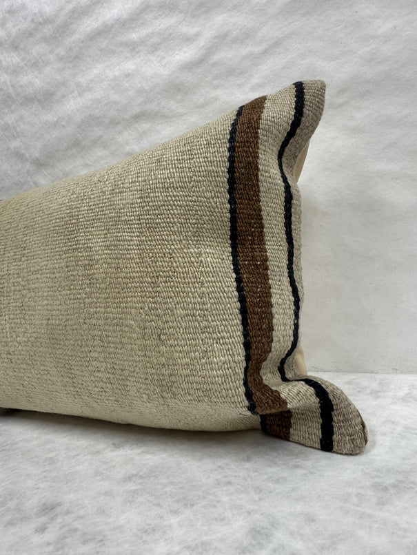 Turkish Hemp Pillow Cushion Natural Beige Brown Pillow Cushion Cover 16" x 24" #30058
