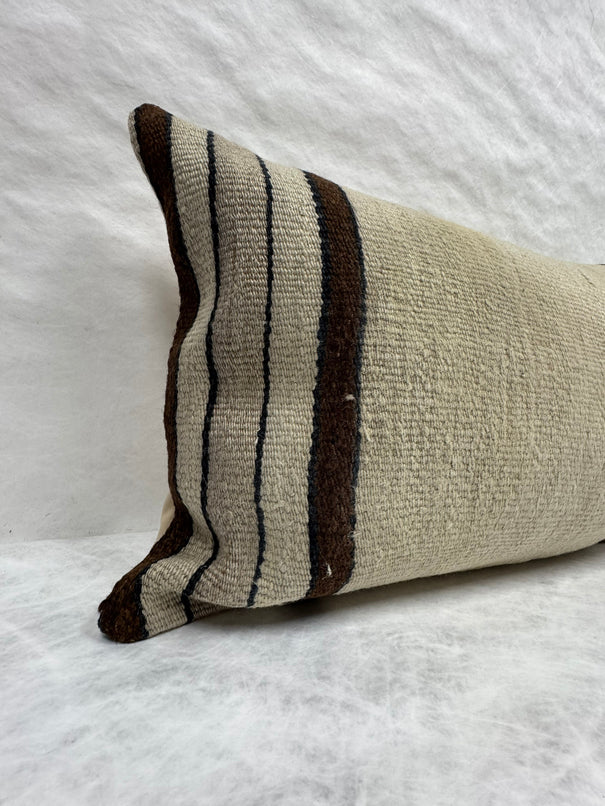 Turkish Hemp Pillow Cushion Natural Beige Brown Pillow Cushion Cover 16" x 24" #30058