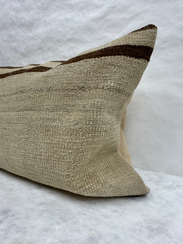 Turkish Hemp Pillow Cushion Natural Beige Brown Pillow Cushion Cover 16" x 24" #30129