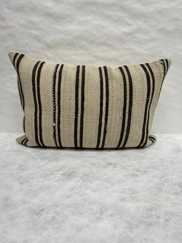 Turkish Hemp Pillow Cushion Natural Beige Black Pillow Cushion Cover 16" x 24" #30128