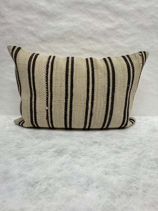 Turkish Hemp Pillow Cushion Natural Beige Black Pillow Cushion Cover 16" x 24" #30128