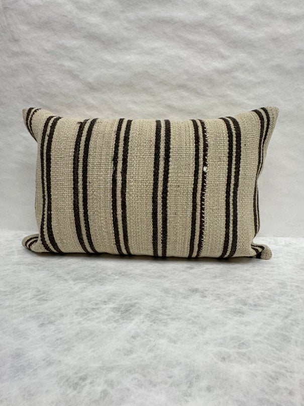 Turkish Hemp Pillow Cushion Natural Beige Black Pillow Cushion Cover 16" x 24" #30128