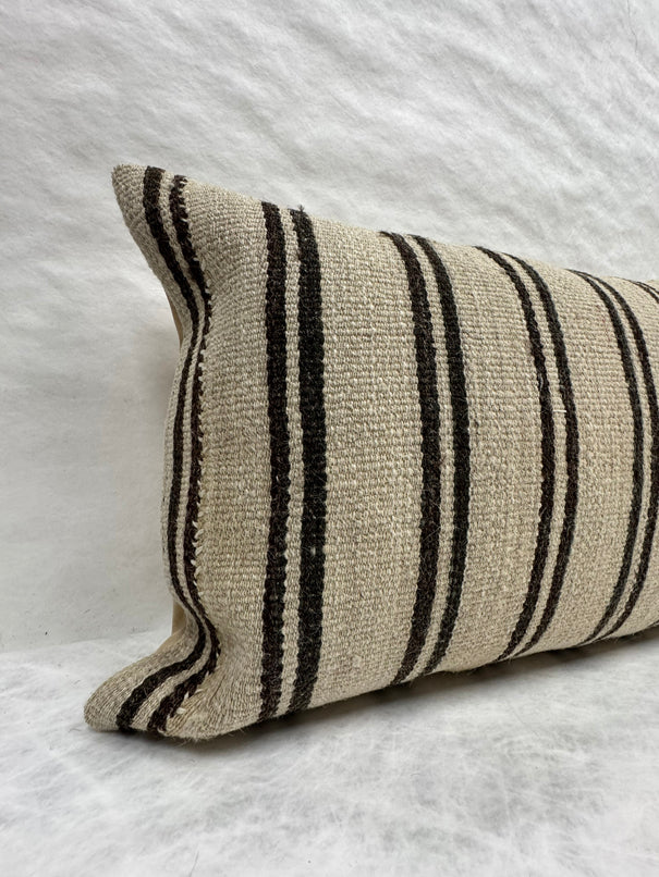 Turkish Hemp Pillow Cushion Natural Beige Black Pillow Cushion Cover 16" x 24" #30128
