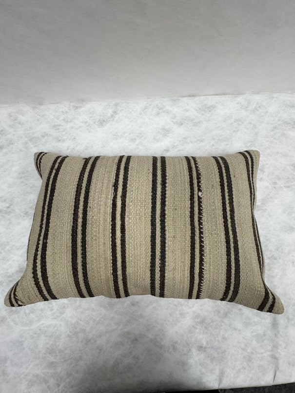 Turkish Hemp Pillow Cushion Natural Beige Black Pillow Cushion Cover 16" x 24" #30128