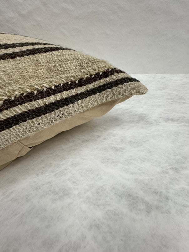 Turkish Hemp Pillow Cushion Natural Beige Black Pillow Cushion Cover 16" x 24" #30128