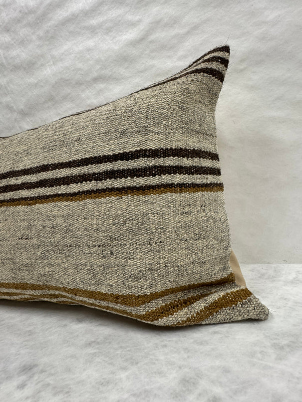 Turkish Hemp Pillow Cushion Natural Beige Brown Pillow Cushion Cover 16" x 24" #30158