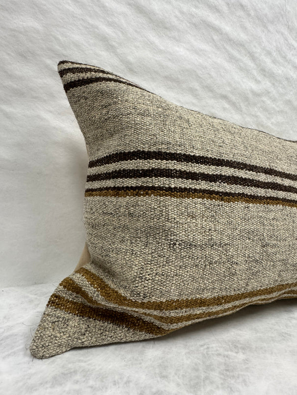 Turkish Hemp Pillow Cushion Natural Beige Brown Pillow Cushion Cover 16" x 24" #30158