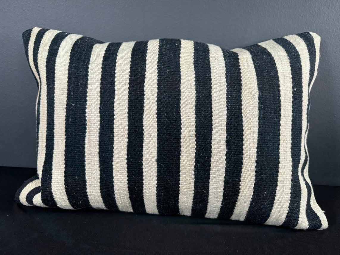 Turkish Hemp Pillow Cushion Natural Beige Black Pillow Cushion Cover 16" x 24" #30138