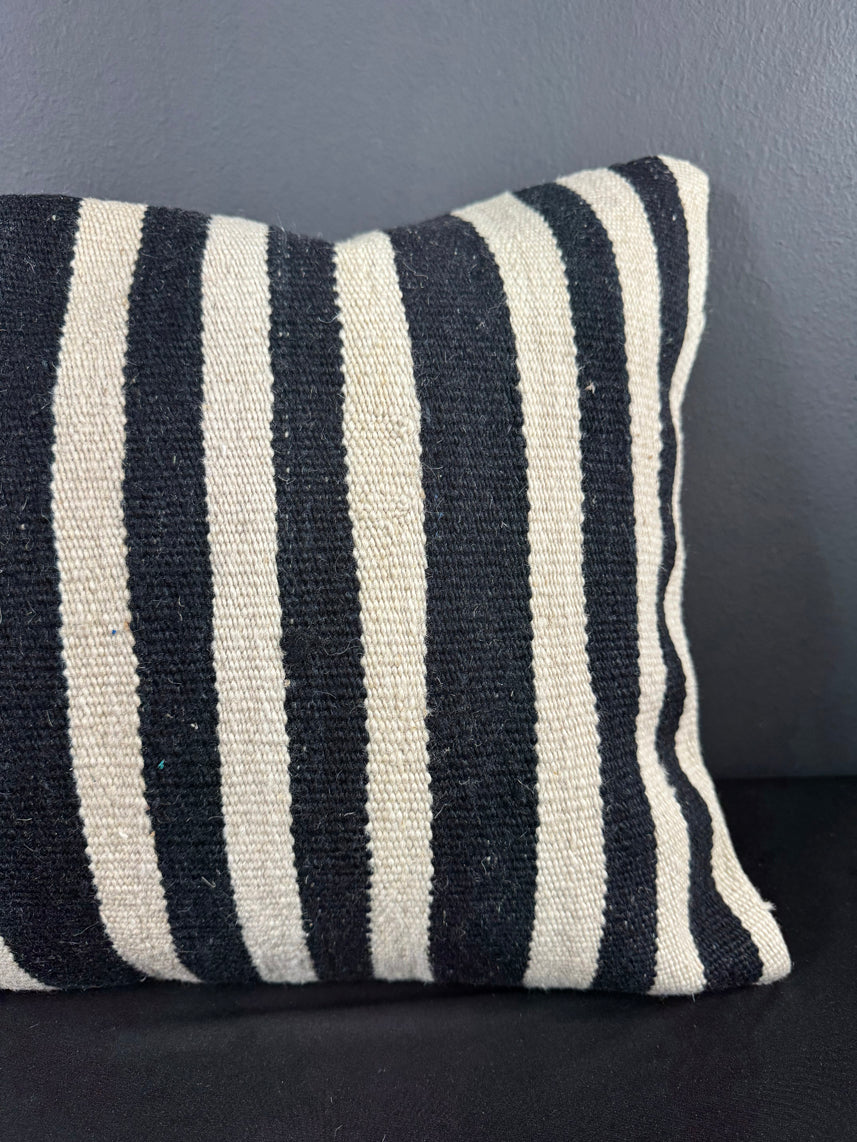 Turkish Hemp Pillow Cushion Natural Beige Black Pillow Cushion Cover 16" x 24" #30138