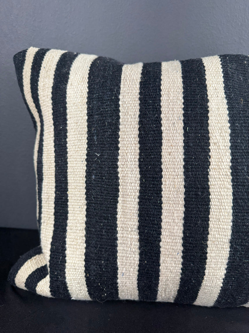Turkish Hemp Pillow Cushion Natural Beige Black Pillow Cushion Cover 16" x 24" #30138