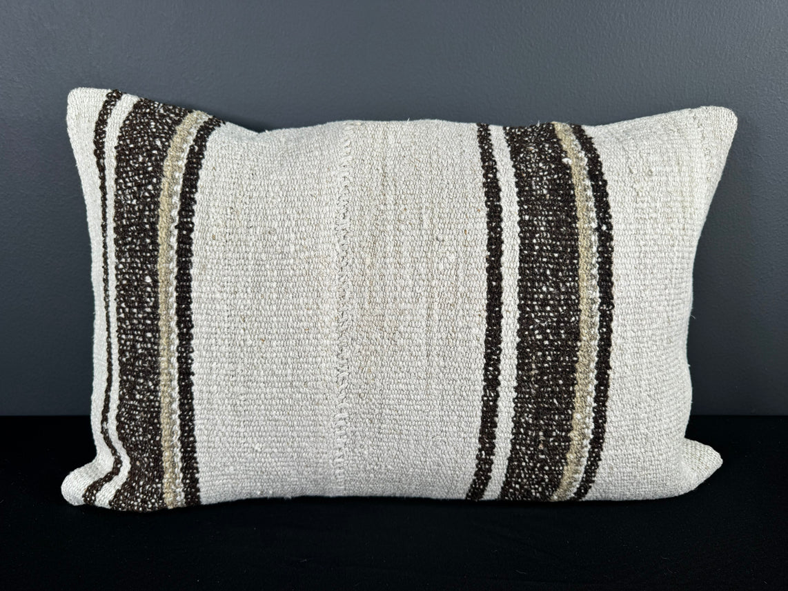 Turkish Hemp Pillow Cushion Natural Beige Brown Pillow Cushion Cover 16" x 24" #30153
