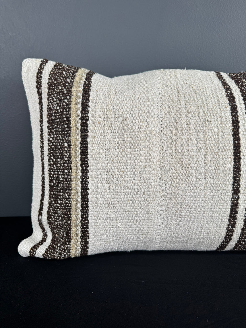 Turkish Hemp Pillow Cushion Natural Beige Brown Pillow Cushion Cover 16" x 24" #30153