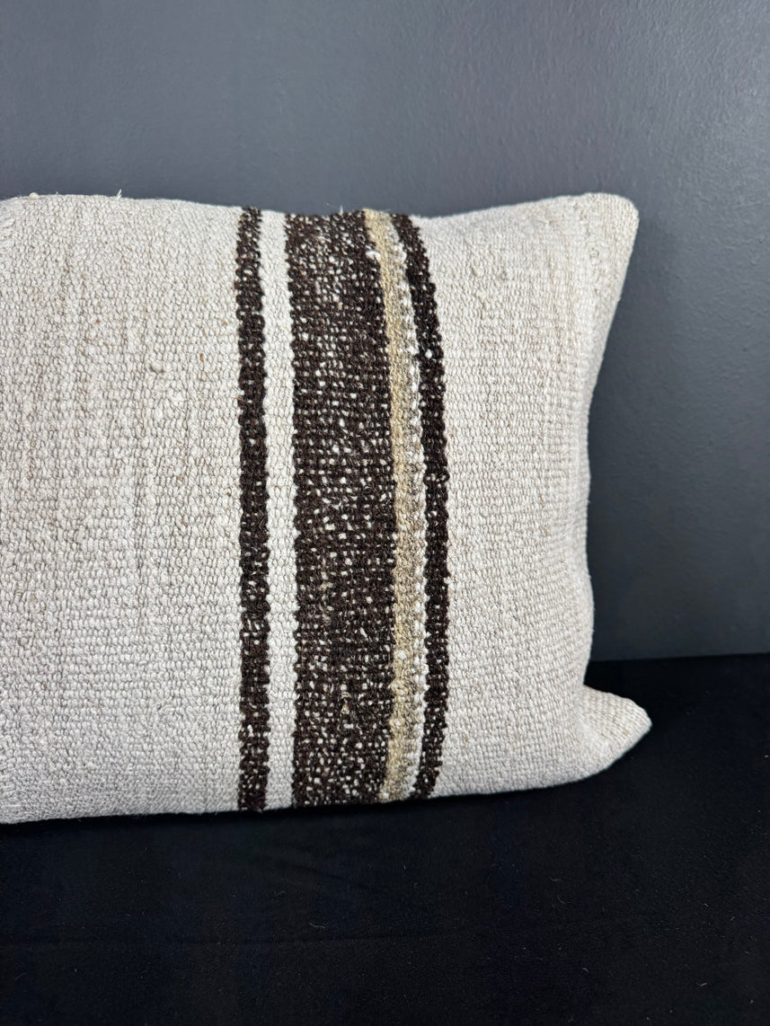 Turkish Hemp Pillow Cushion Natural Beige Brown Pillow Cushion Cover 16" x 24" #30153